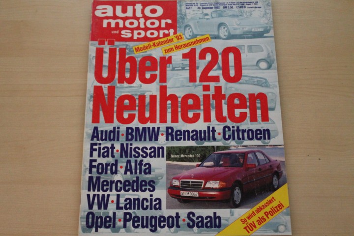 Deckblatt Auto Motor und Sport (01/1992)